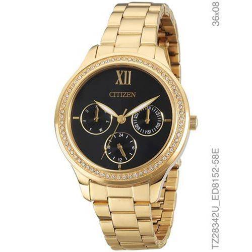 Relógio Citizen Feminino Dourado Cristais Tz28342u