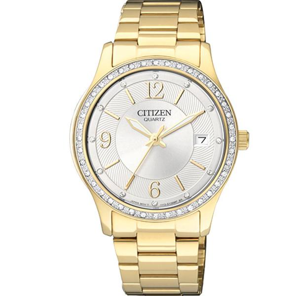 Relógio Citizen Feminino Dourado Quartz TZ28271H Analógico 3 Atm Cristal Mineral Tamanho Médio