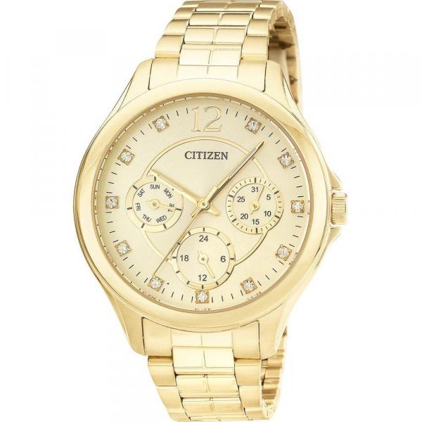 Relógio Citizen Feminino Dourado TZ28360G Analógico 3 Atm Cristal Mineral Tamanho Médio