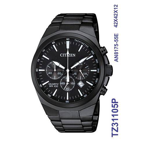 Relógio Citizen Masculino Analógico Cronógrafo Tz31105p Preto