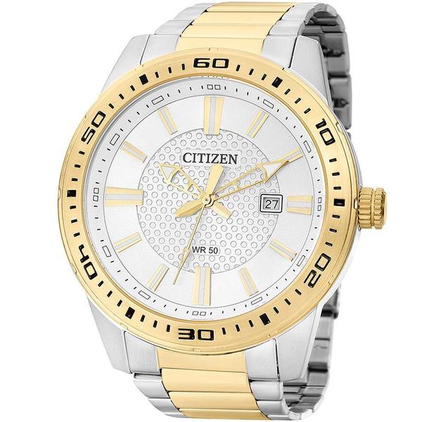 Relógio Citizen Masculino Bicolor TZ20493B Analógico 5 Atm Cristal Mineral Tamanho Grande