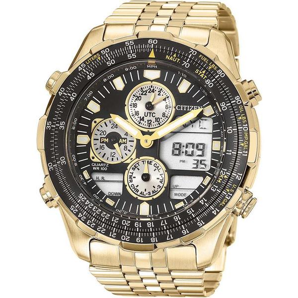 Relógio Citizen Masculino Dourado TZ10173U Anadigi 10 Atm Cristal Mineral Tamanho Médio