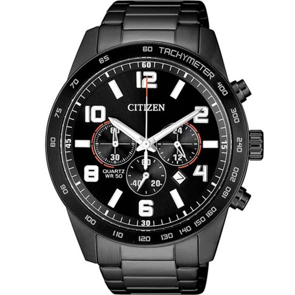 Relógio Citizen Masculino Preto TZ31454P Analógico 5 Atm Cristal Mineral Tamanho Médio