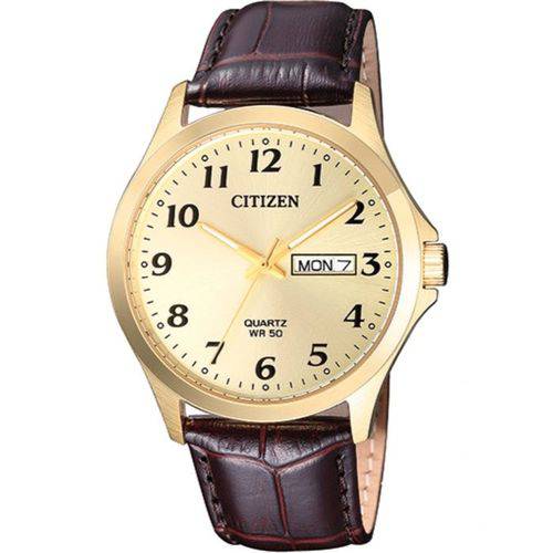 Relógio Citizen Masculino Tz20813x Dourado Couro Analogico
