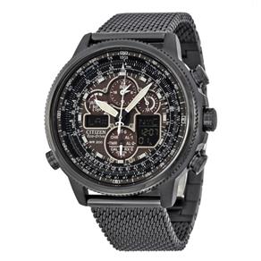 Relógio Citizen Navihawk A-T Eco-Drive Caixa de Aço Inoxidável Preto com um Bracelete de Malha de Aço Inoxidável