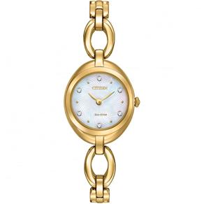 Relógio Citizen Silhouette Ladies Ex1432-51D Mãe Dial de Pérola Jóias com Fecho Botão Resistente à Água a 30 Metros