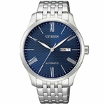 Relógio Citizen TZ20804F automático masculino prateado mostrador azul