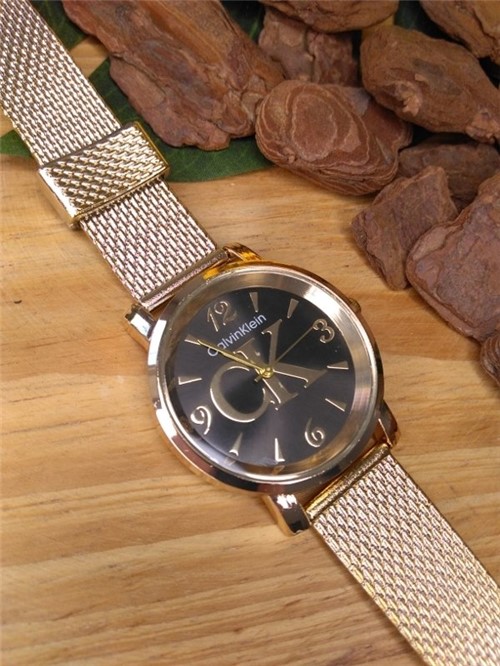Relógio Ck Pulseira Silicone Dourado/preto 6457