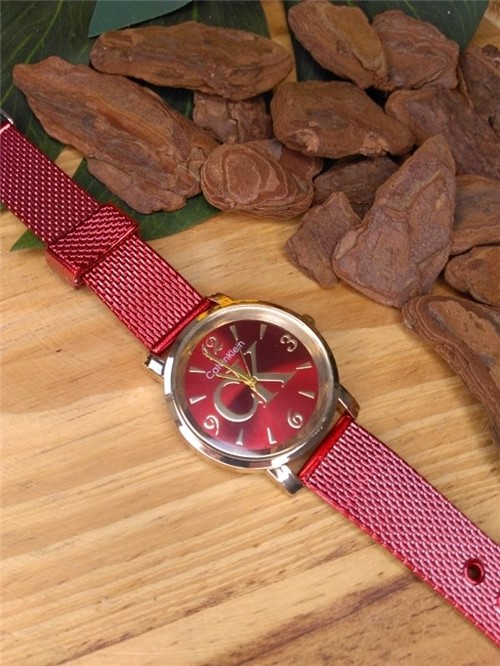 Relógio Ck Pulseira Silicone Vermelho 6457