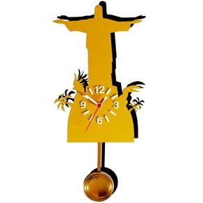 Relógio com Movimento Cristo Redentor Amarelo Amarelo