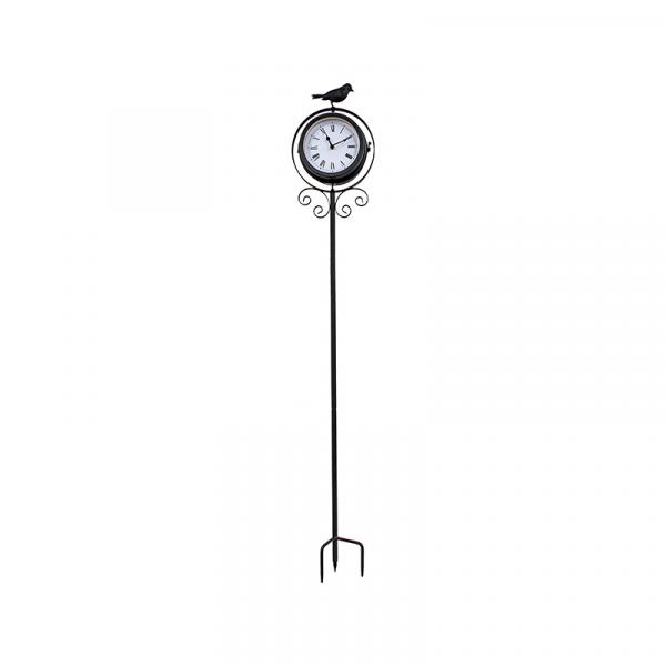 Relógio com Termômetro com Estaca Bird Preto - Goods Br