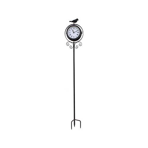 Relógio com Termômetro com Estaca Bird Preto