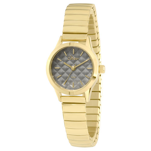 Relógio Condor Feminino Cinza Mola Dourado Co2036koa/4c