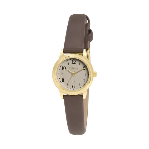 Relógio Condor Feminino Co2035kty/2m Couro Dourado Analogico
