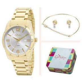 Relógio Condor Feminino com Pulseira e Brincos Co2115st/4k - Dourado