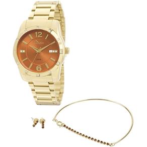 Relógio Condor Feminino com Pulseira e Brincos Cos2115st/4x - Dourado