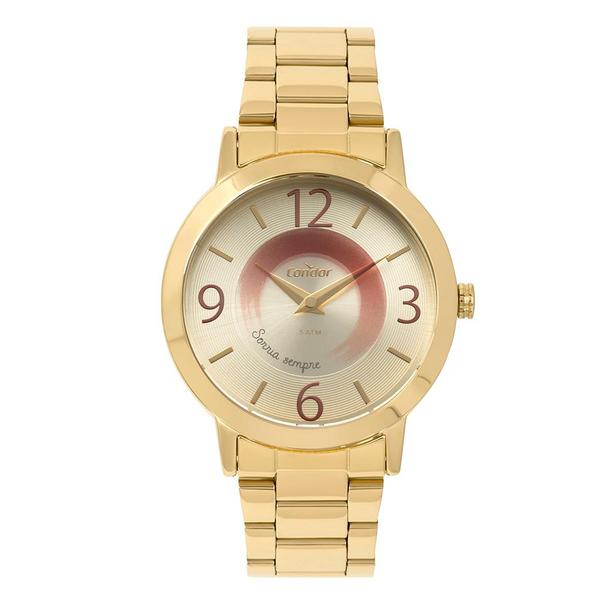 Relógio Condor Feminino Disco Dourado Co2034aa/k4d