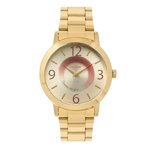 Relógio Condor Feminino Disco Dourado CO2034AA/K4D