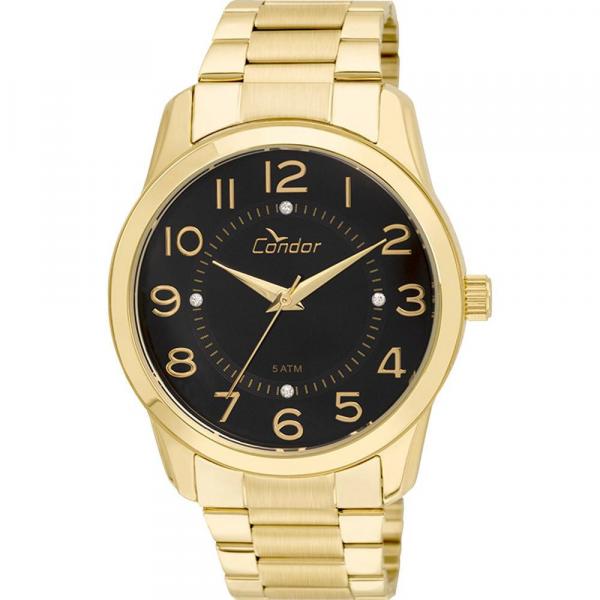 Relógio Condor Feminino Dourado Fundo Preto Co2039ab/4p