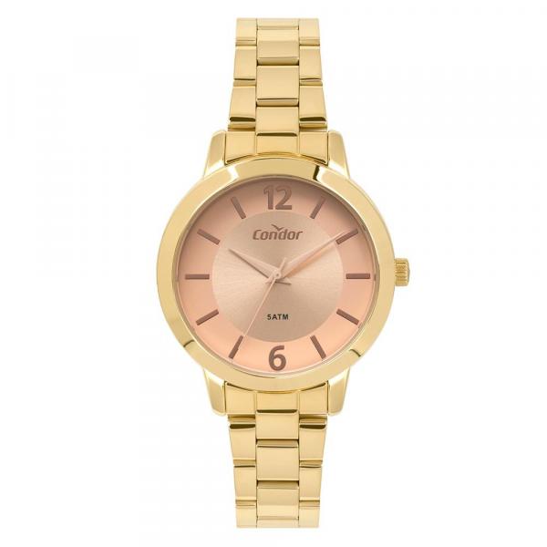 Relógio Condor Feminino Dourado Kit Fundo Rose Co2035kyz/K4t