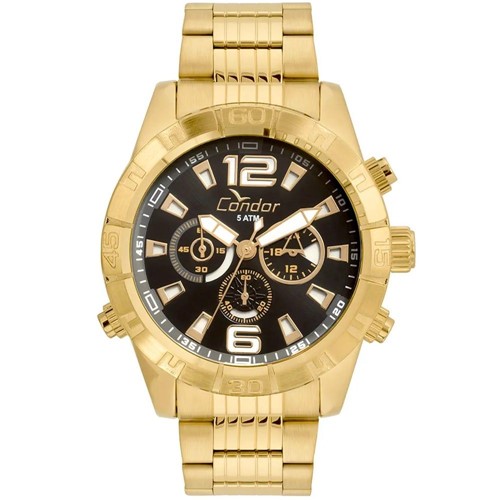 Relógio Condor Masculino Civic Dourado e Preto Cronógrafo Covd54aw4p