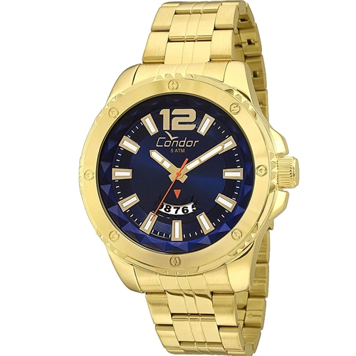 Relógio Condor Masculino Dourado Azul CO2115WX/4A