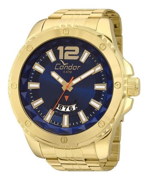 Relógio Condor Masculino Dourado Azul CO2115WX/4A