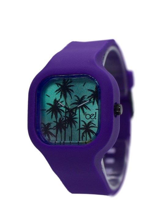 Relógio Coqueiro Tropical Bewatchoficial Pulseira de Silicone Roxo