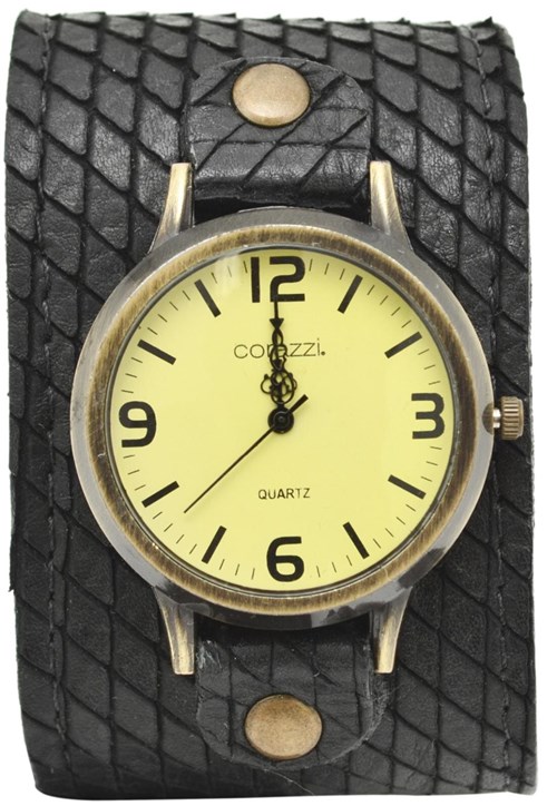 Relógio Corazzi Leather Deluxe Escamado Branco Envelhecido