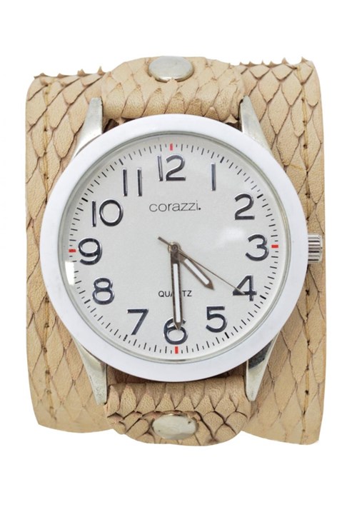 Relógio Corazzi Leather Deluxe Snake Branco