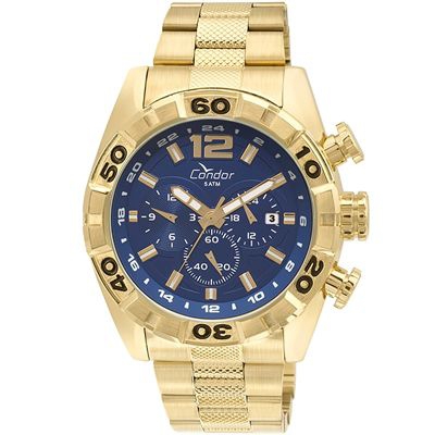 Relógio Cronógrafo Condor COVD33AA/4A Masculino Dourado/azul