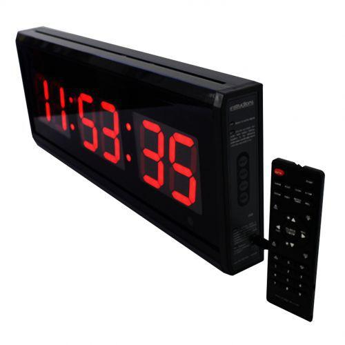 Relógio Cronômetro Temporizador Contagem com Temperatura e Alarme 48x18cm - Mundo de Led