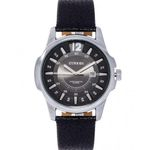 Relógio Curren 8123 Masculino Preto Pulseira De Couro Caixa Prata