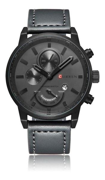 Relógio Curren 8217 Masculino Original em Couro e Inox