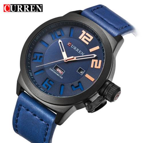 Relógio Curren 8270 Masculino Azul Pulseira de Couro