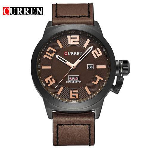 Relógio Curren 8270 Masculino Black Café Pulseira de Couro