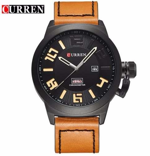 Relógio Curren 8270 Masculino Preto Marrom Pulseira de Couro