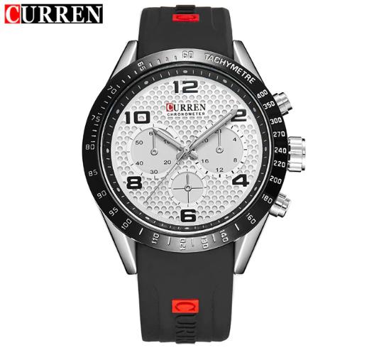 Relógio Curren Homem modelo 8167 de Luxo Esportivo de Silicone Quartzo