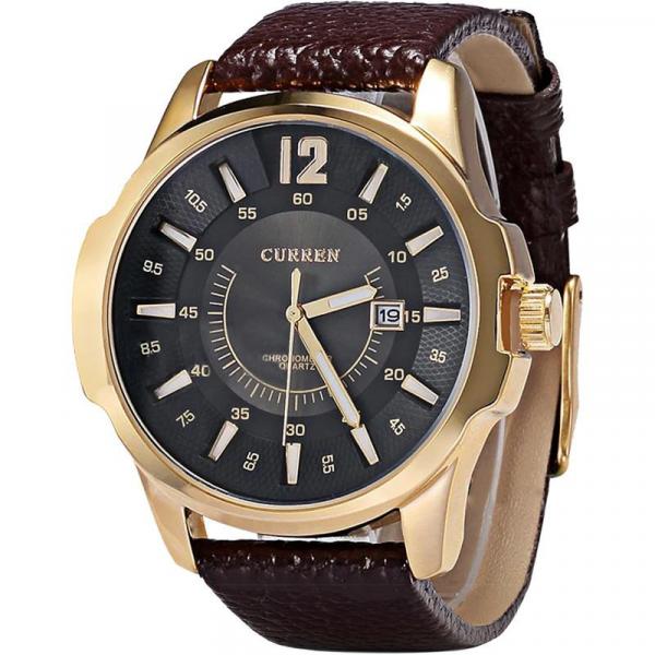 Relógio Curren Masculino Marrom 10220 Analógico 3 Atm Cristal Mineral Tamanho Médio