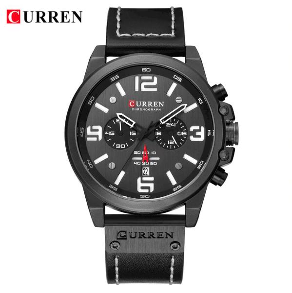 Relógio Curren Masculino Pulseira de Couro Resistente à Água