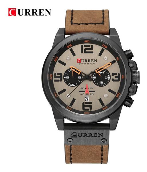 Relógio Curren Masculino Pulseira de Couro Resistente à Água