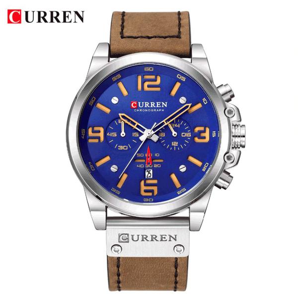 Relógio Curren Masculino Pulseira de Couro Resistente à Água