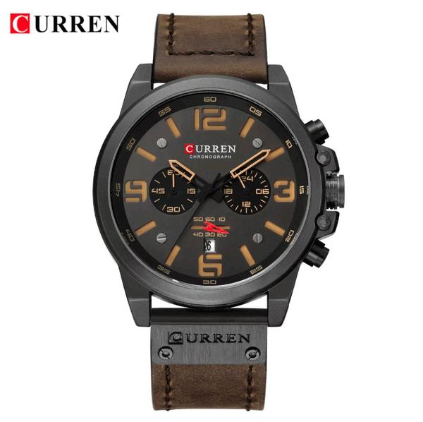 Relógio Curren Masculino Pulseira de Couro Resistente à Água