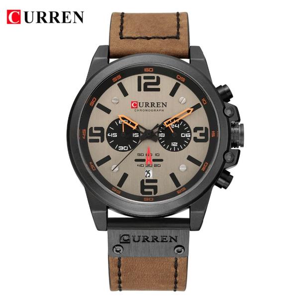 Relógio Curren Masculino Pulseira de Couro Resistente à Água