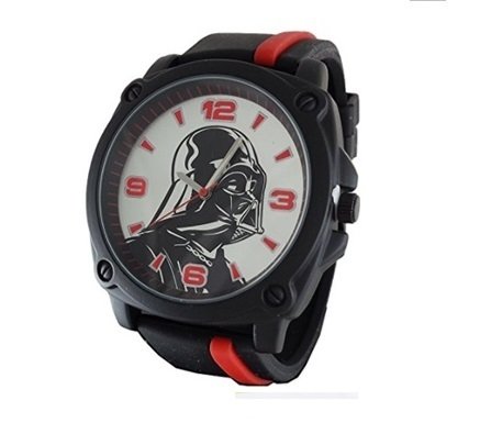 Relógio Darth Vader Pulseira de Silicone Vermelha e Preta