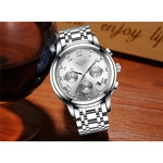 Relógio De Aço Clássico Luxo Cronógrafo Lige 9810 PRATA