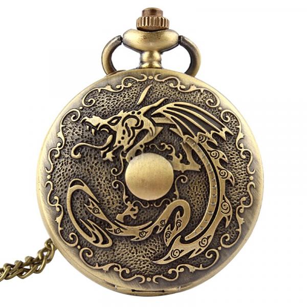 Relógio de Bolso Dragão Horóscopo Chinês Cor Bronze - Renascença