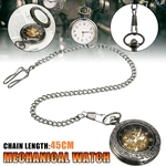 Relógio de bolso esqueleto mecânico preto antigo acabar com corrente de pingente de steampunk ¿