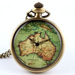 Relógio de Bolso Mapa da Austrália Vintage Bronze - Dourado