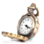 Relógio de bolso pequeno decoração do partido Natal com pétalas de lótus Bronze aleta openwork padrão de relógio de bolso jóias pingente